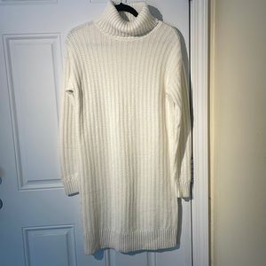 Banana Republic White Turtleneck Dress